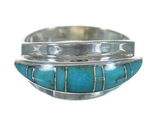 Sterling Silver Turquoise Inlay Ring Size 5-1/2 FX91669